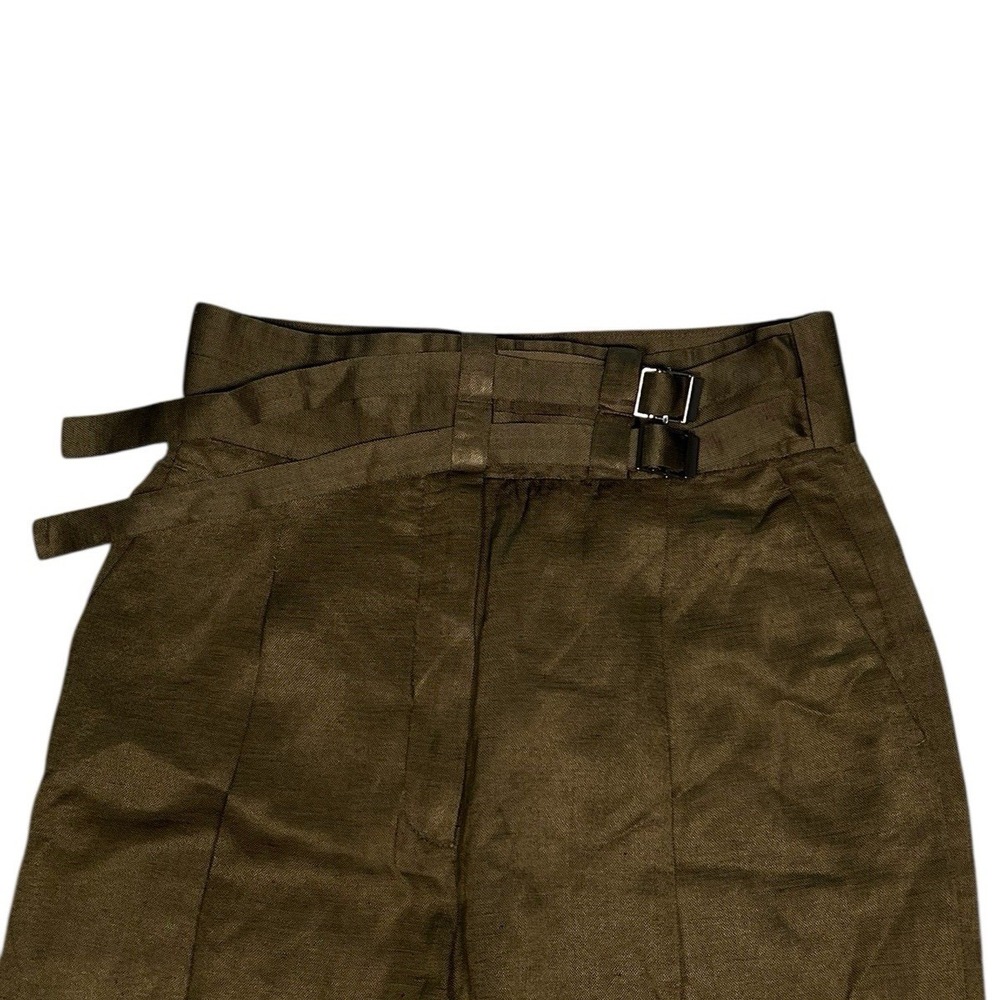 Sandro Paris Green linen belted Wide-leg Pants Size 38 EU (28X27) - Picture 4 of 4